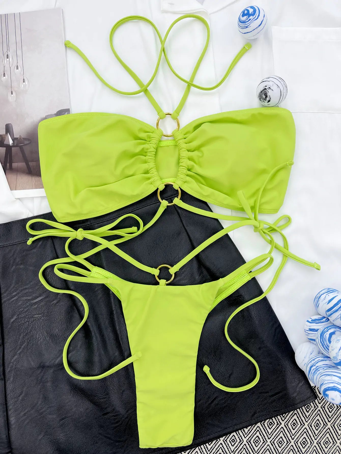 2 Piece Cross String Halter Bikini